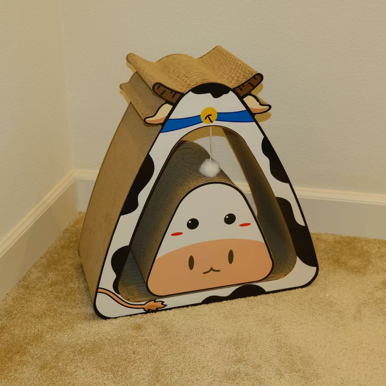 Cow House Cat Scratcher – Double Layer Fun