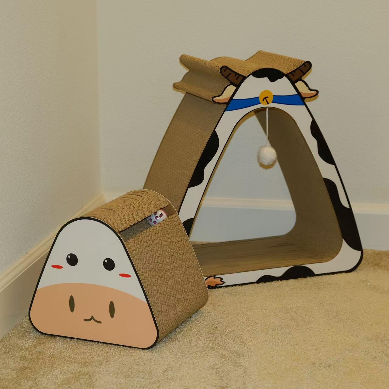 Cow House Cat Scratcher – Double Layer Fun